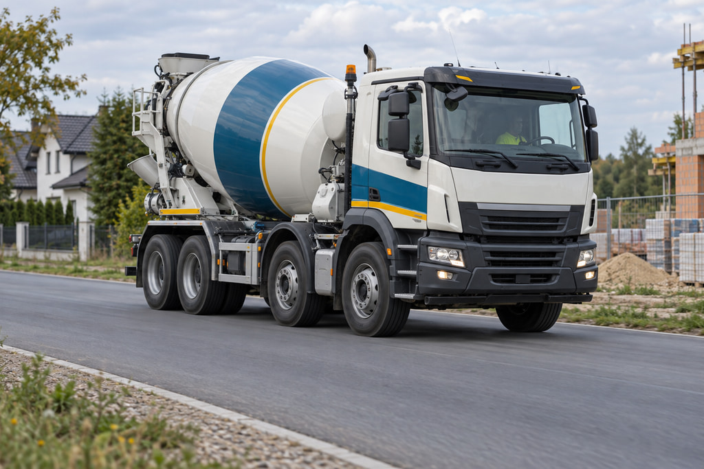 Betonowóz w drodze na budowę