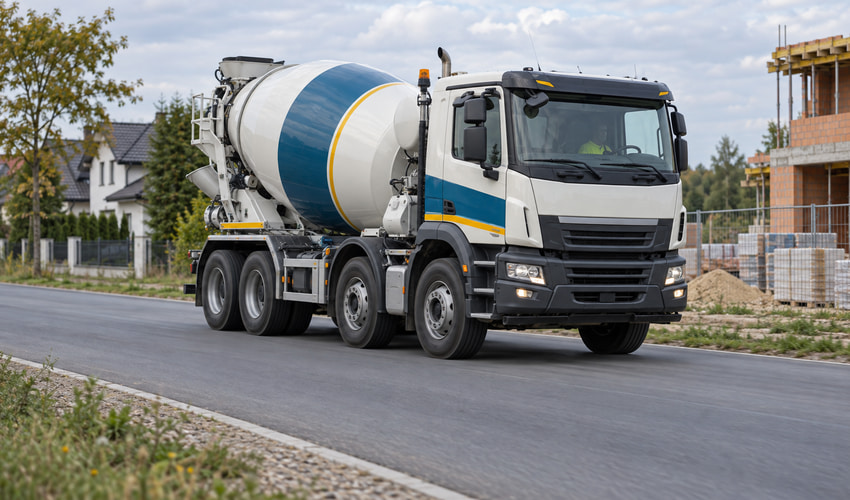 Betonowóz w drodze na budowę